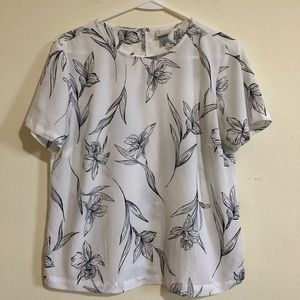 a new day Black & White Tropical Short Sleeve Blouse